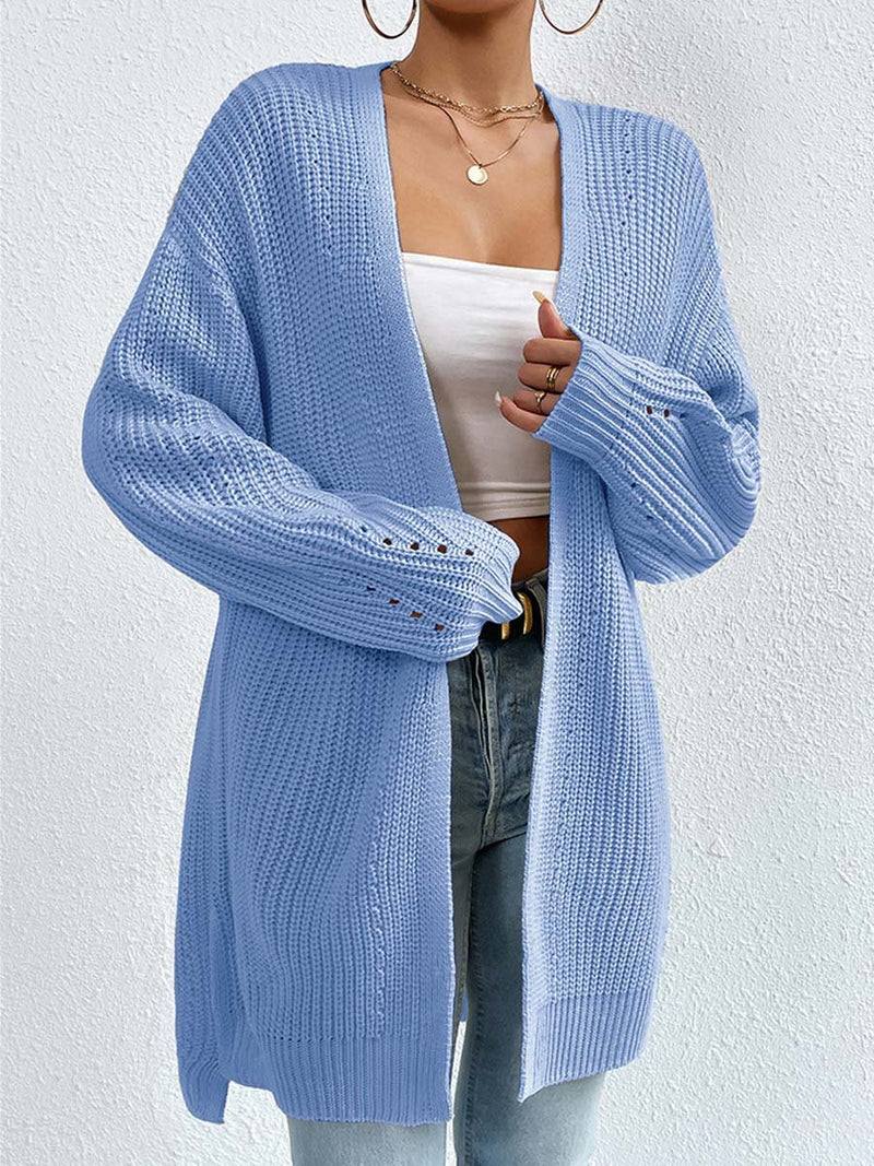 Knit Open Front Cardigan for Women - Oversized - Image 3