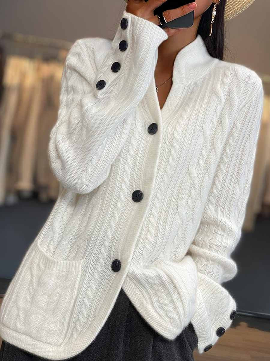 Cable Knit Cardigan for Women - Button Front - Image 2