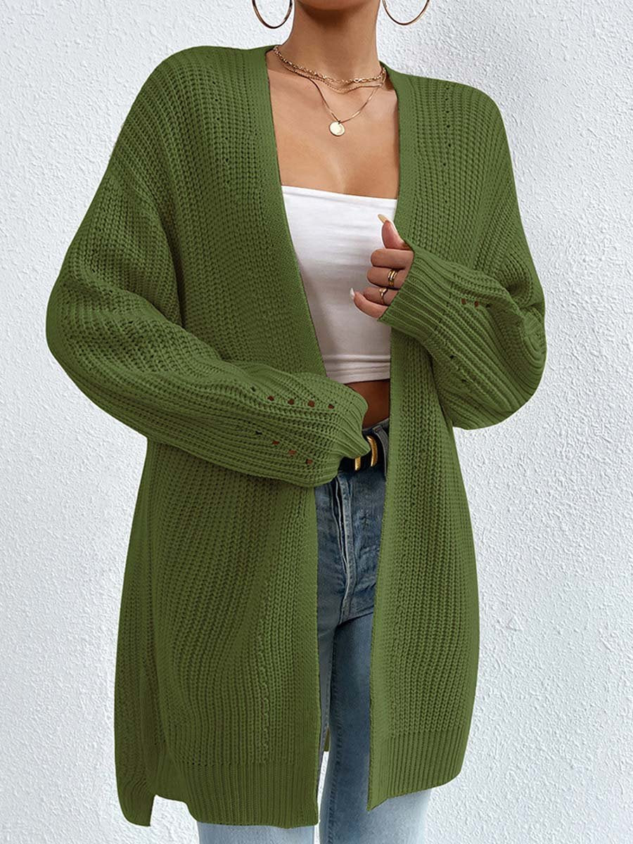 Knit Open Front Cardigan for Women - Oversized - Image 4