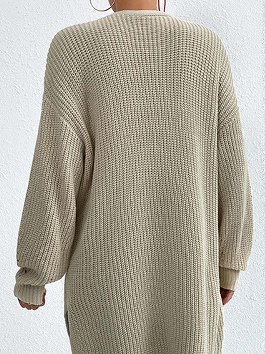 Knit Open Front Cardigan for Women - Oversized - Image 6