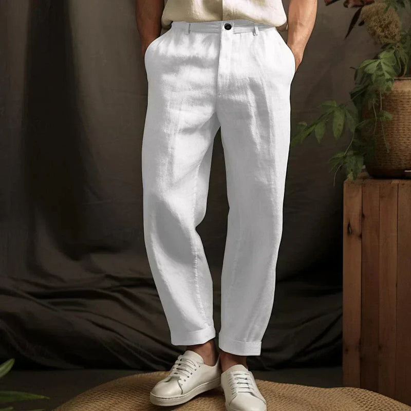 Relaxed Fit Pants for Men - Drawstring Waist Cuffed - Image 1