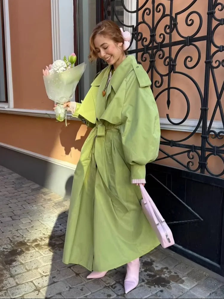 Oversized Trench Coat for Women - Belted - Image 2