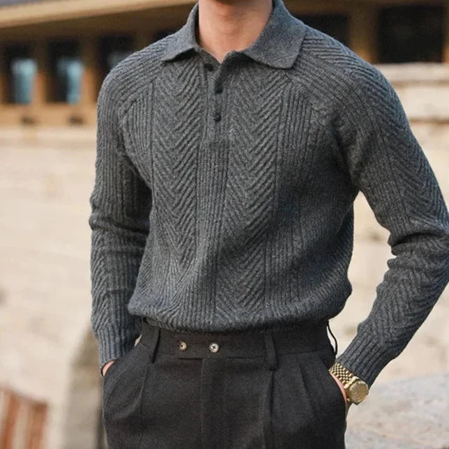 Image of Men's Long Sleeve Knit Zip Polo
