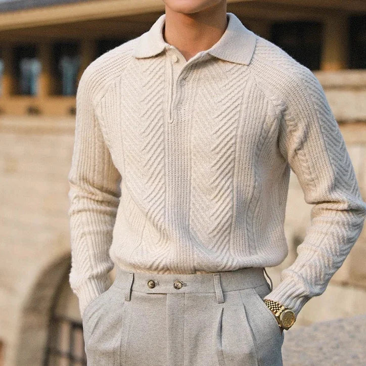 Image of Men's Long Sleeve Knit Zip Polo