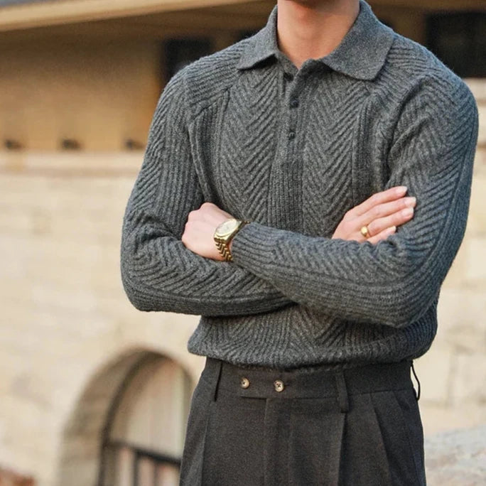 Image of Men's Long Sleeve Knit Zip Polo