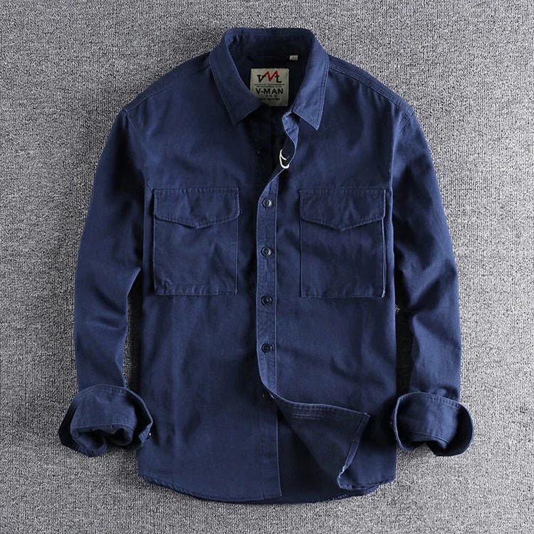 Utility Work Shirt for Men - Long Sleeve Button Down - Image 1