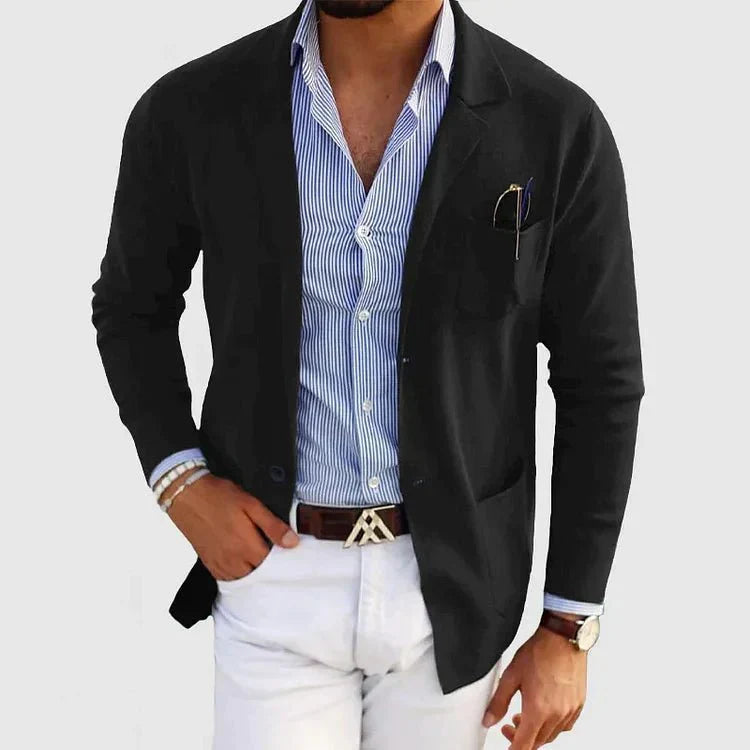 Knit Casual Blazer for Men - Patch Pockets - Image 6