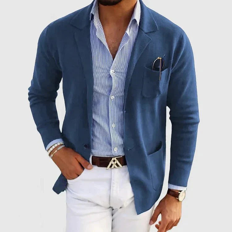 Knit Casual Blazer for Men - Patch Pockets - Image 1