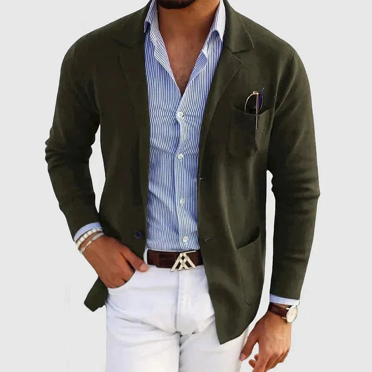 Knit Casual Blazer for Men - Patch Pockets - Image 5