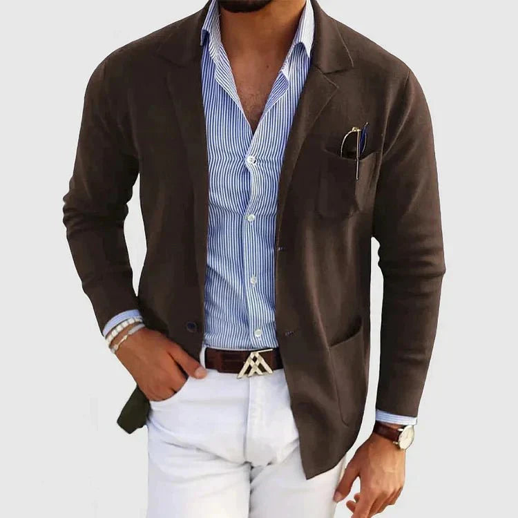 Knit Casual Blazer for Men - Patch Pockets - Image 4