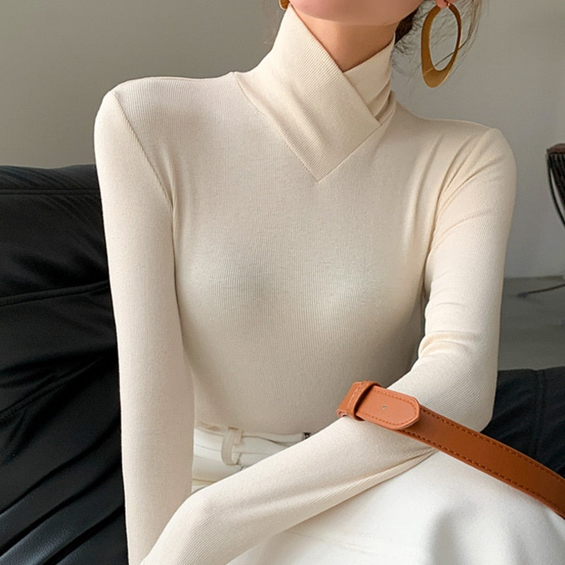 Turtleneck Fitted Sweater for Women - Long Sleeve - Image 1