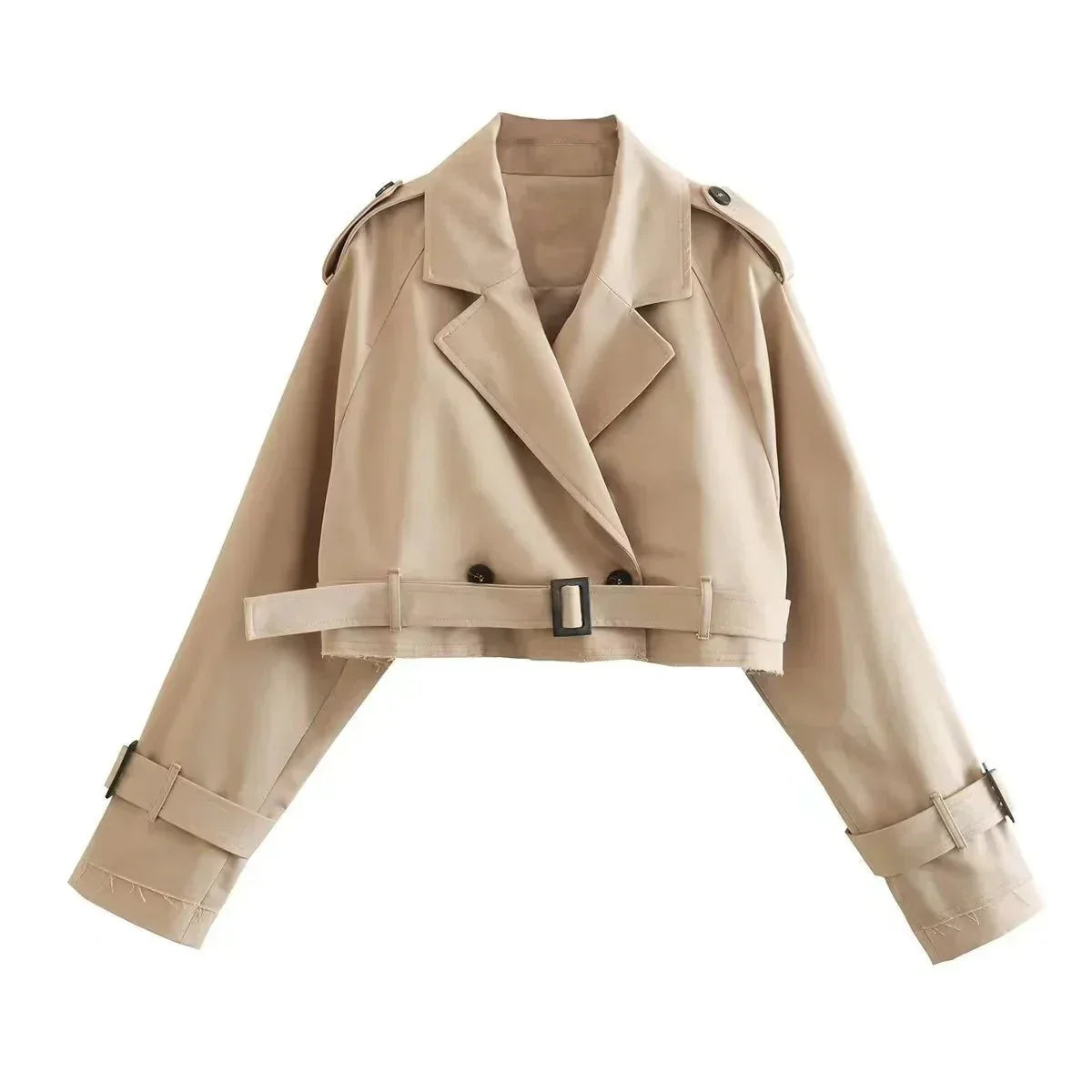 Belted Trench Coats for Women - Cropped Coat - Image 3