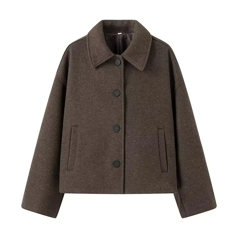Oversized Cropped Jacket for Women - Button Front - Image 4