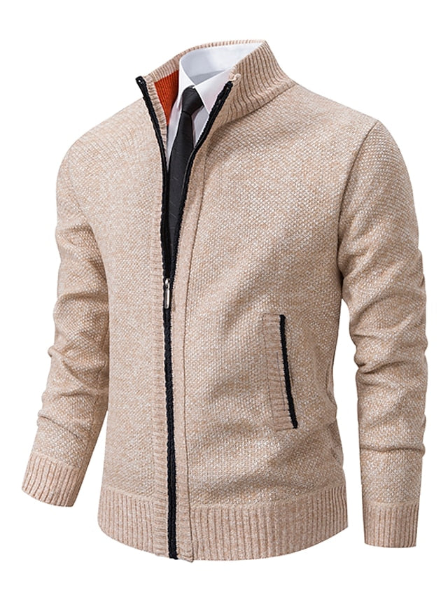 Zip Up Sweater for Men - Stand Collar - Image 1