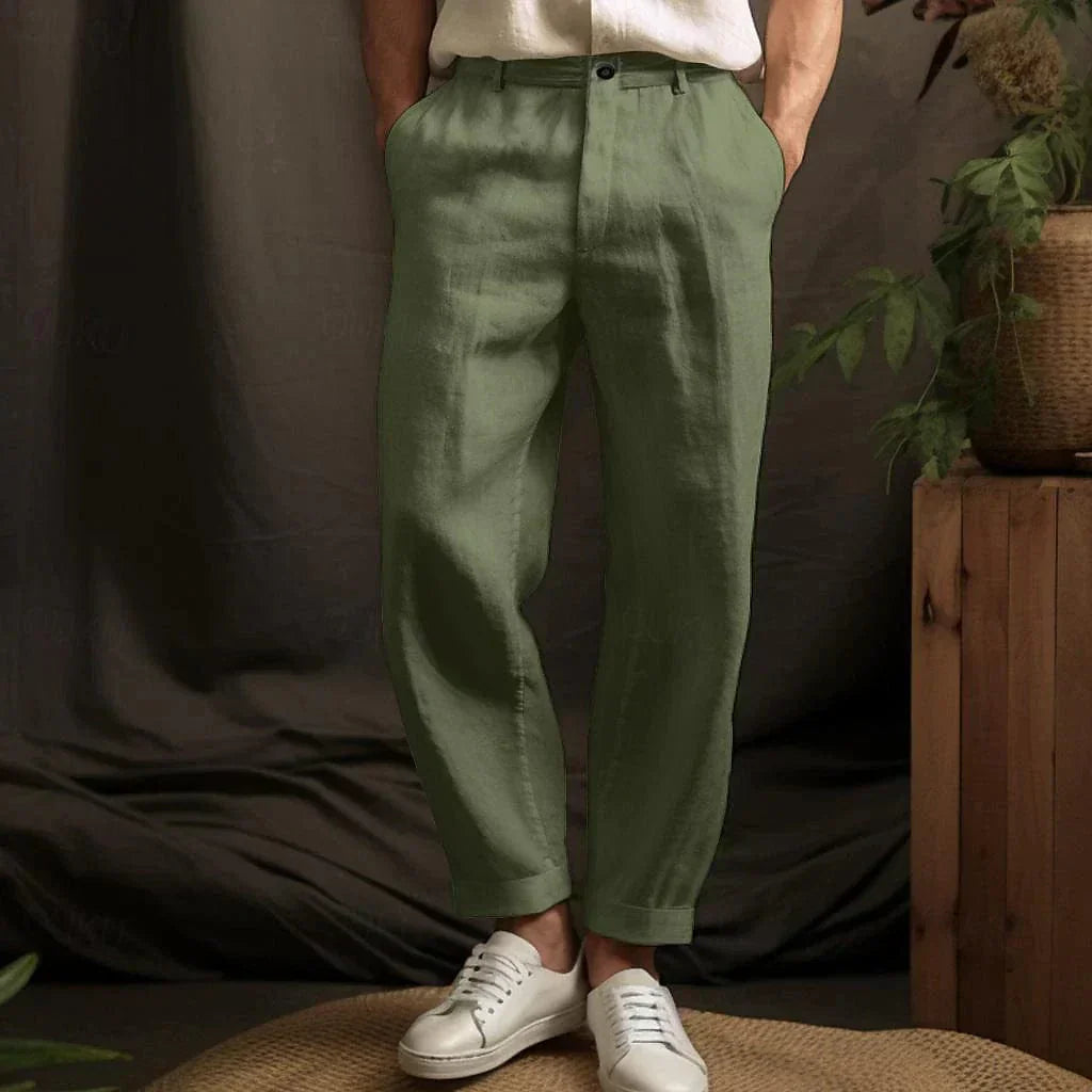 Relaxed Fit Pants for Men - Drawstring Waist Cuffed - Image 5
