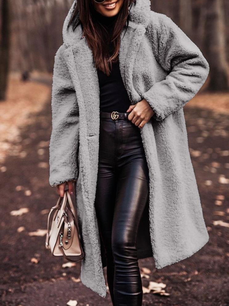 Long Hooded Teddy Coat for Women - Relaxed Fit - Image 3