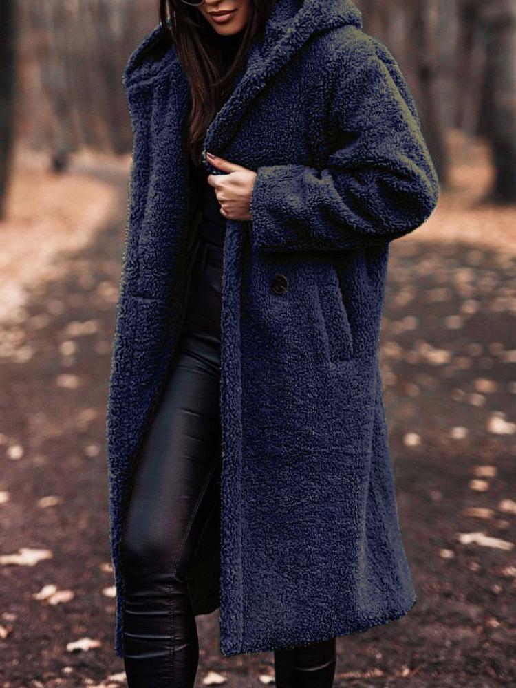Long Hooded Teddy Coat for Women - Relaxed Fit - Image 6