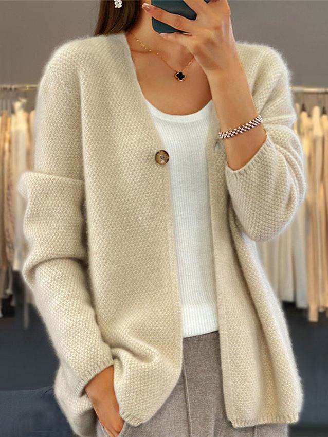 Knit V-Neck Cardigan for Women - Button Front - Image 2