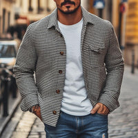 Patterned Button-Down Jacket for Men - Chest Pocket - Image 2