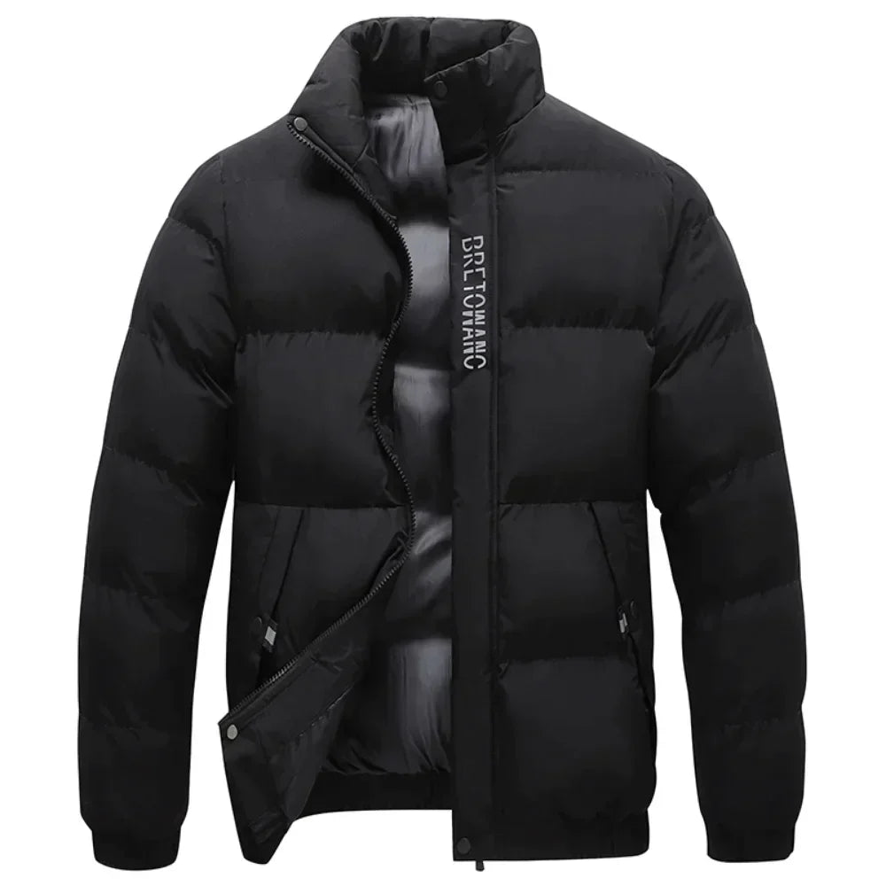 Quilted Puffer Jacket for Men - Stand Collar - Image 2