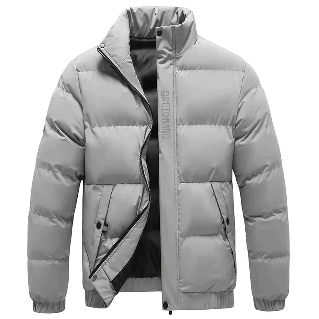 Quilted Puffer Jacket for Men - Stand Collar - Image 3