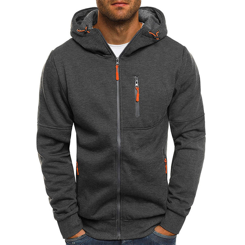 Hooded Full Zip Jacket for Men - Zip Pockets - Image 12