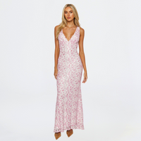 Floral Maxi Dress for women - V-Neck Sleeveless - Fitted Bodycon - Image 1