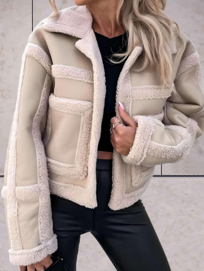 Sherpa Collar Jacket for Women - Boxy - Image 1