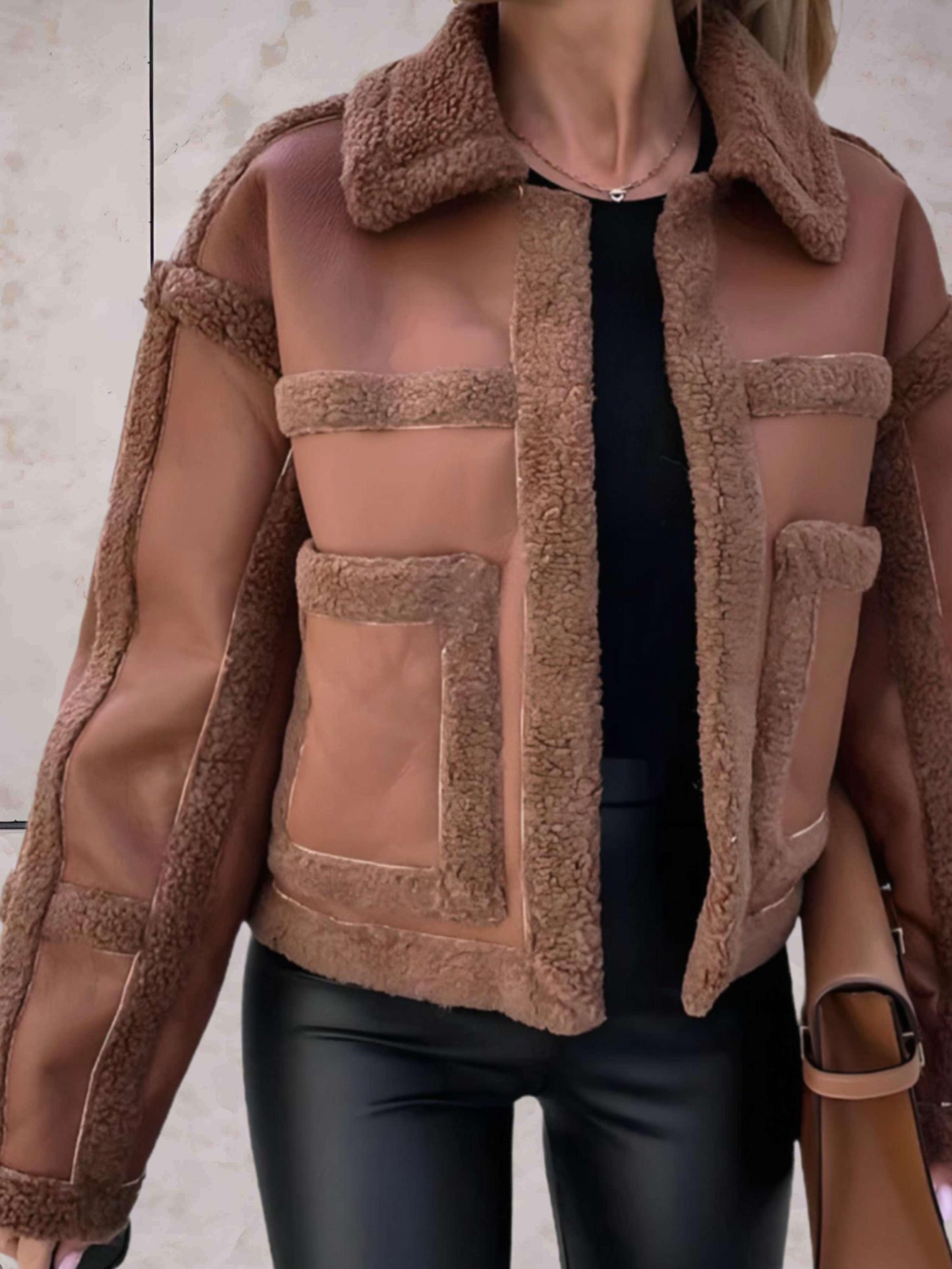 Sherpa Collar Jacket for Women - Boxy - Image 3