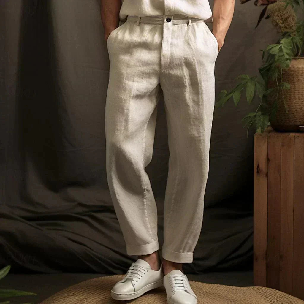 Relaxed Fit Pants for Men - Drawstring Waist Cuffed - Image 2