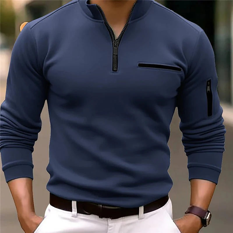 Zip Neck Sweater for Men - Long Sleeve - Image 1