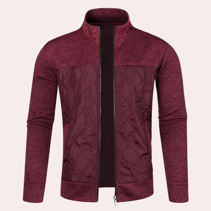 Quilted Full Zip Jacket for Men - Stand Collar - Image 1
