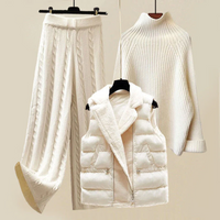 Knit Lounge Set for Women - Turtleneck - Image 1