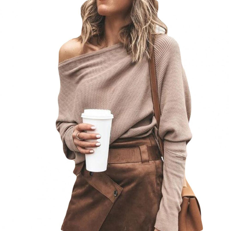 Off the Shoulder Sweater for Women - Long Sleeve - Image 1