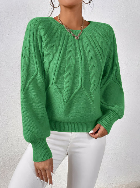 Women's Cable Knit Raglan Sleeve Sweater