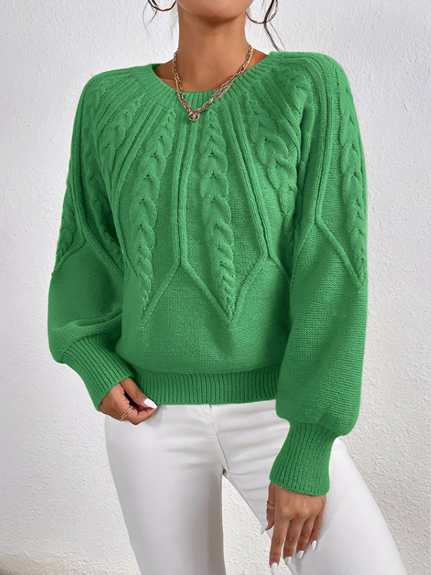 Women's Cable Knit Raglan Sleeve Sweater