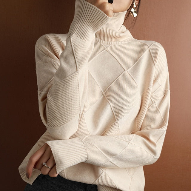 Knit Turtleneck Sweater for Women - Long Sleeve - Image 6