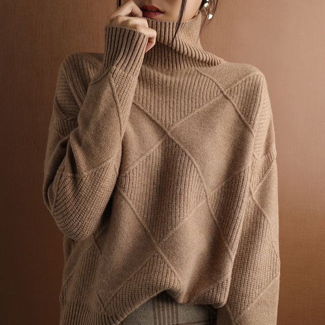 Knit Turtleneck Sweater for Women - Long Sleeve - Image 7