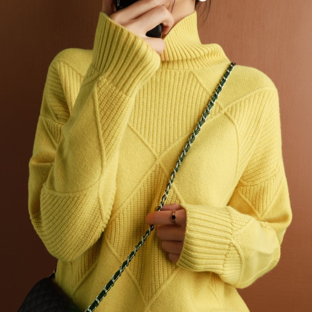 Knit Turtleneck Sweater for Women - Long Sleeve - Image 4