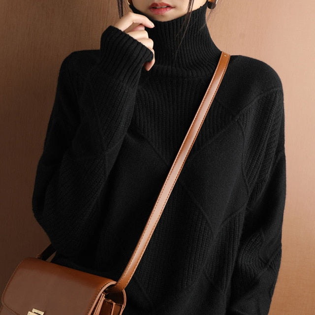 Knit Turtleneck Sweater for Women - Long Sleeve - Image 5