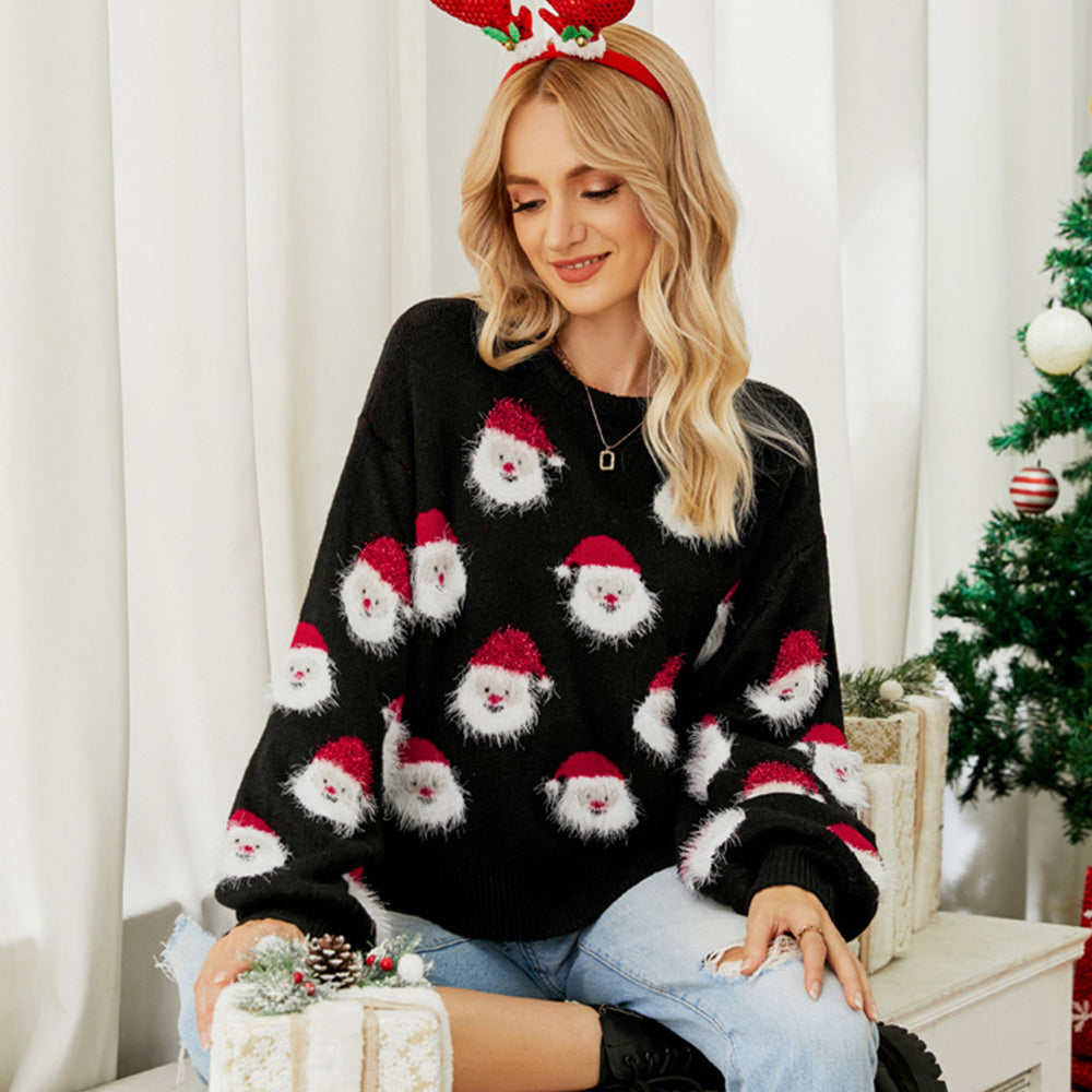 Crewneck Sweater for Women - Santa Print - Image 3
