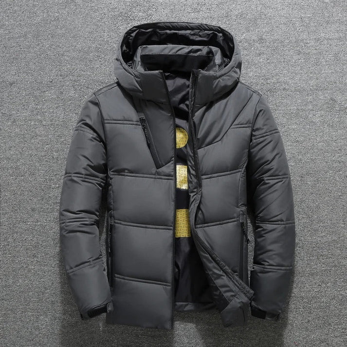 Hooded Puffer Jacket for Men - Zip-Up - Image 2
