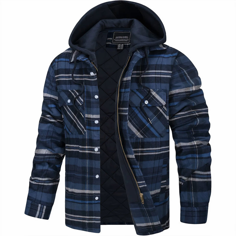 Plaid Hooded Jacket for Men - Chest Pockets - Image 6