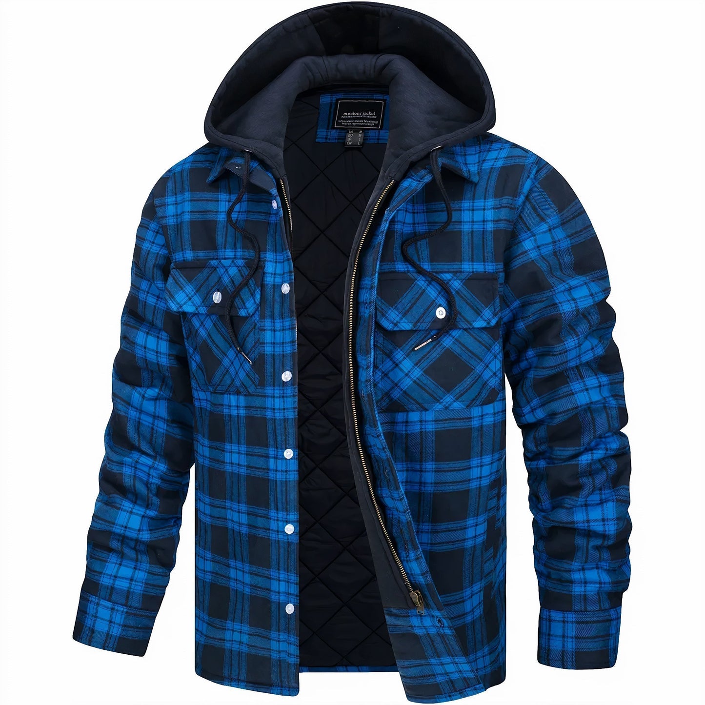 Plaid Hooded Jacket for Men - Chest Pockets - Image 2