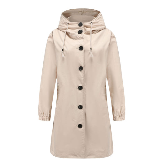 Hooded A-Line Coat for Women - Button Front - Image 1