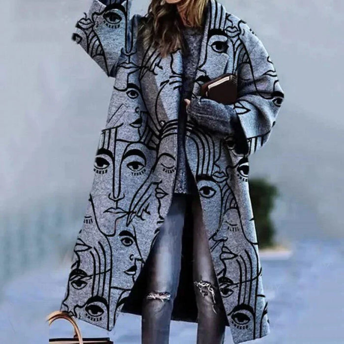 Long Oversized Coat for Women - Notched Lapel - Image 4