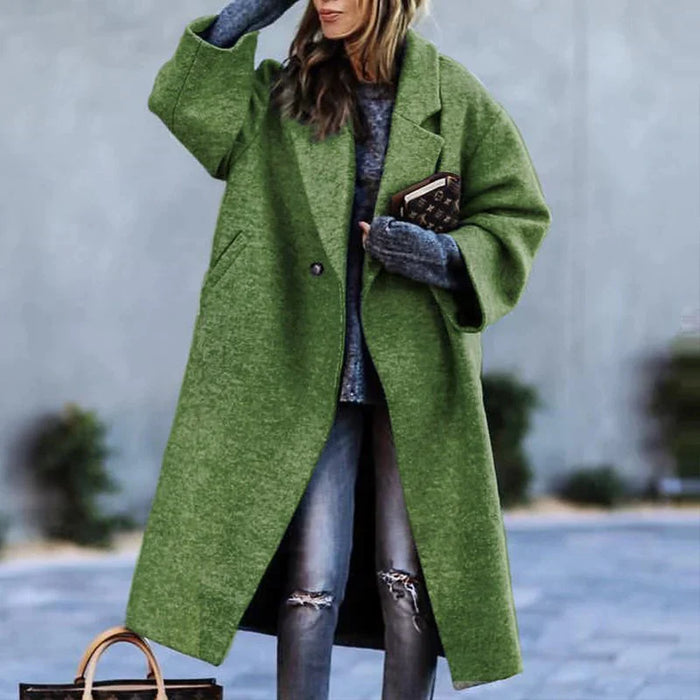 Long Oversized Coat for Women - Notched Lapel - Image 2