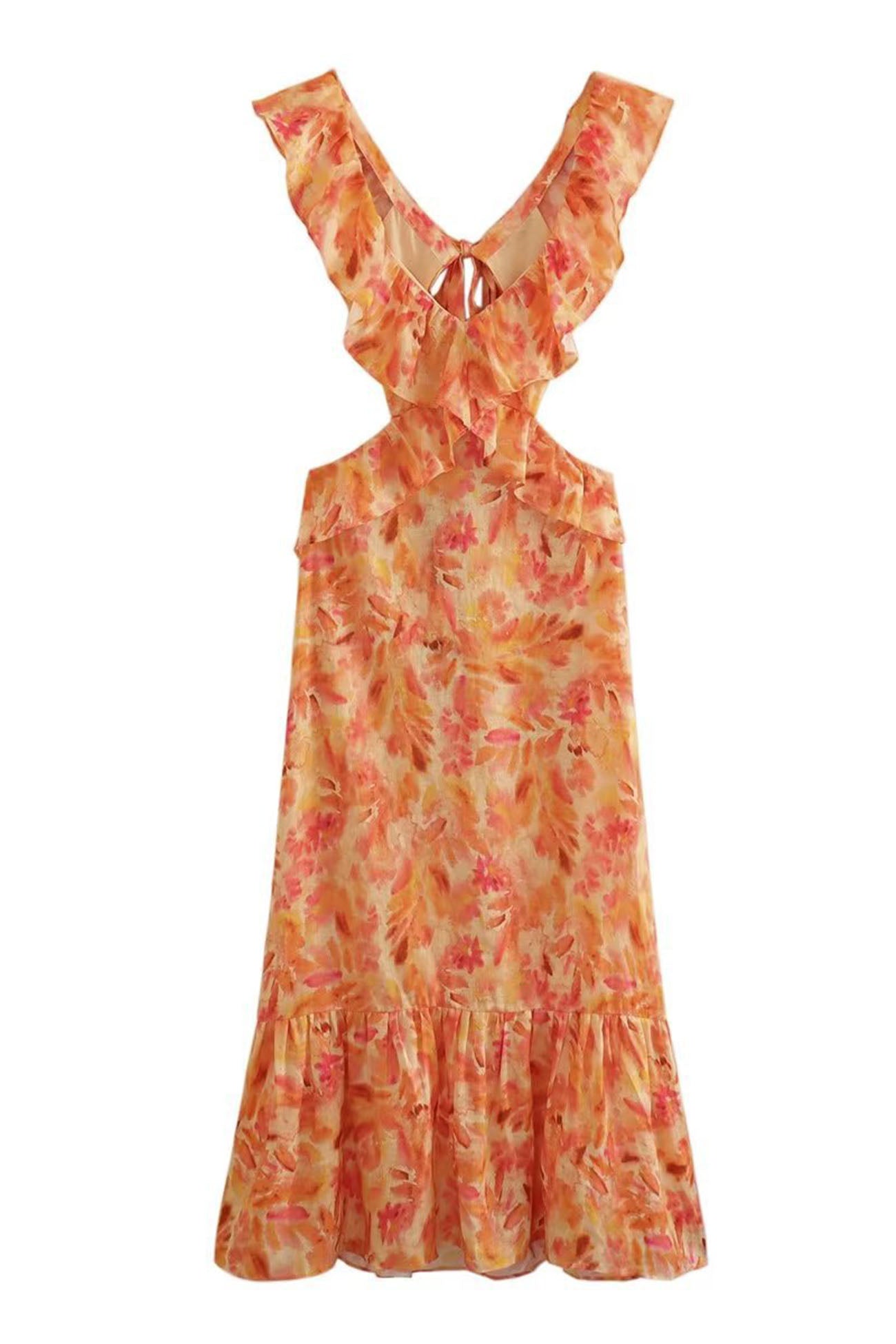 Image of Women's Ruffle Floral Summer Maxi Dress